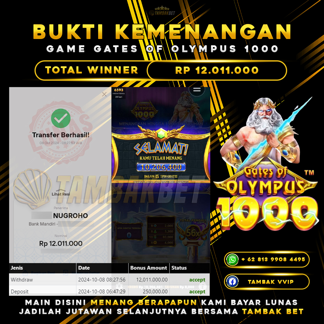 BUKTI JACKPOT SLOT GATES OF OLYMPUS 1000 DI TAMBAKBET