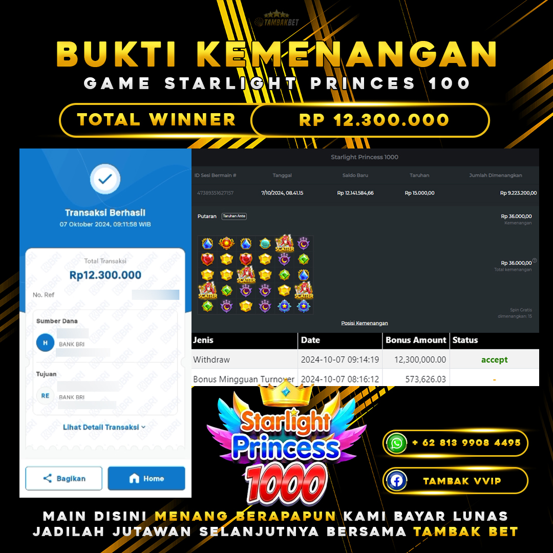 BUKTI JACKPOT SLOT STARLIGHT PRINCES 1000 DI TAMBAKBET